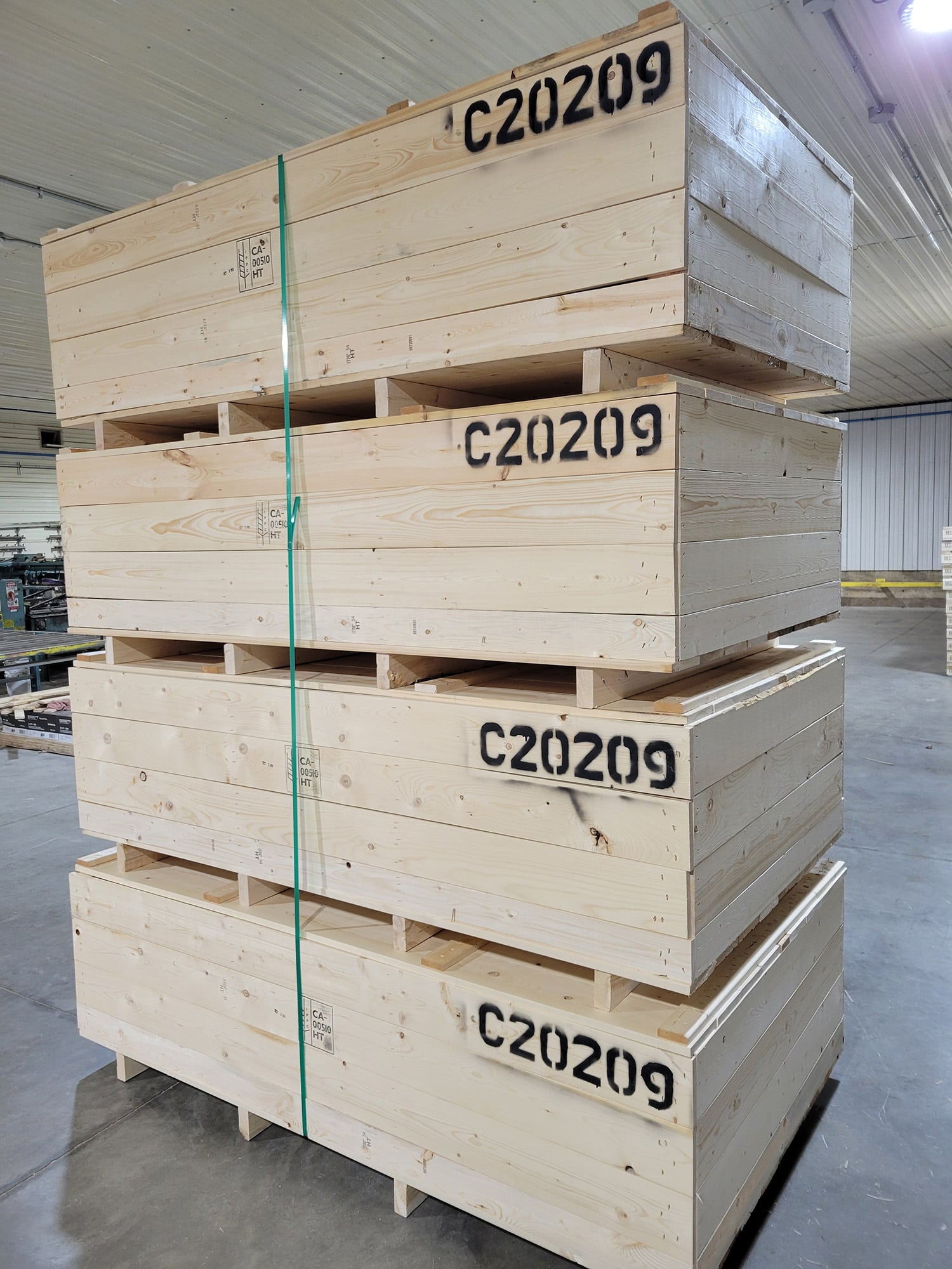 Warehouse filled with pallets, crates and specialty storage products.